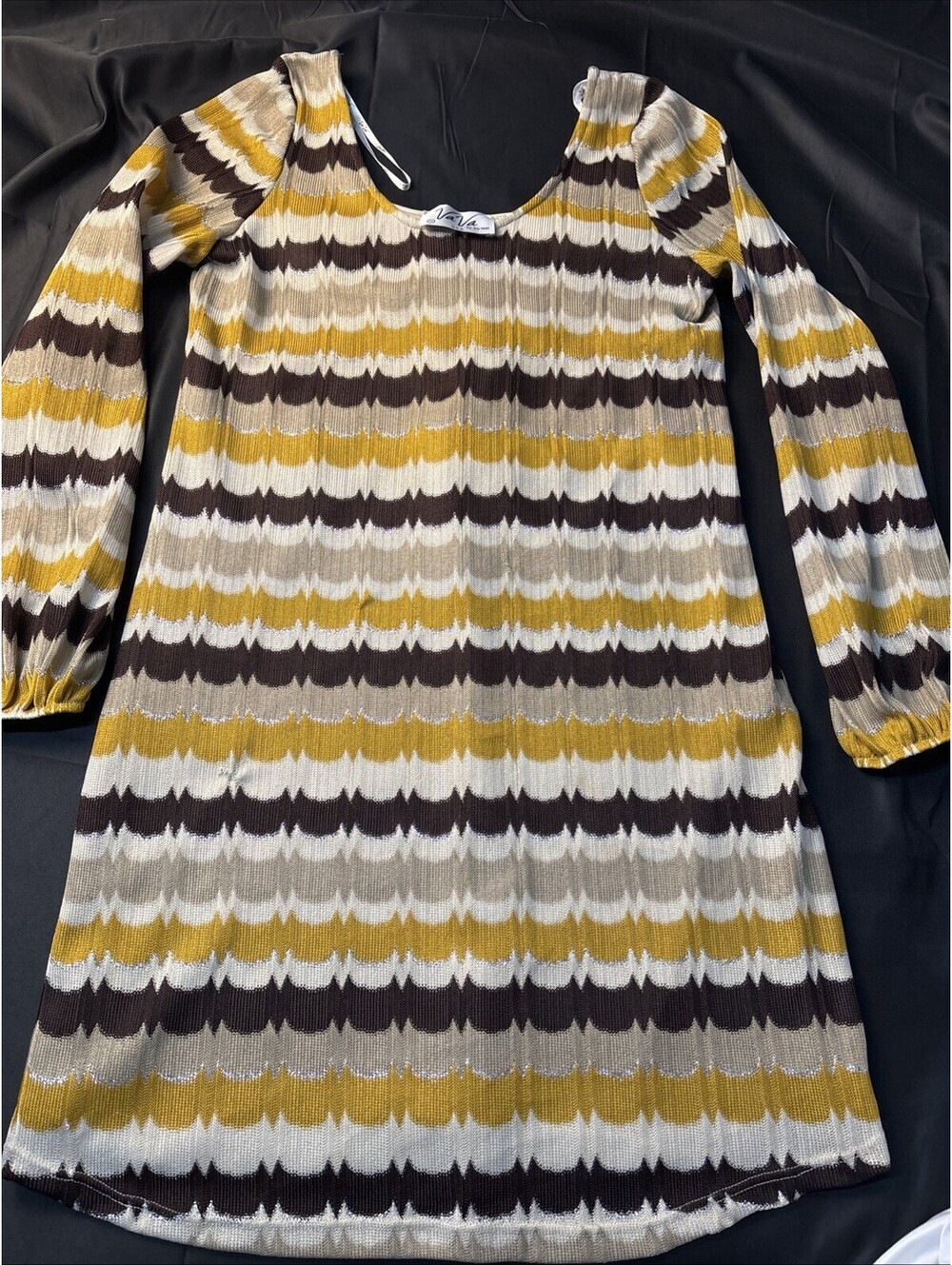 VaVa by Joy Han Long Sleeve Knit Dress with Yellow, Brown, &